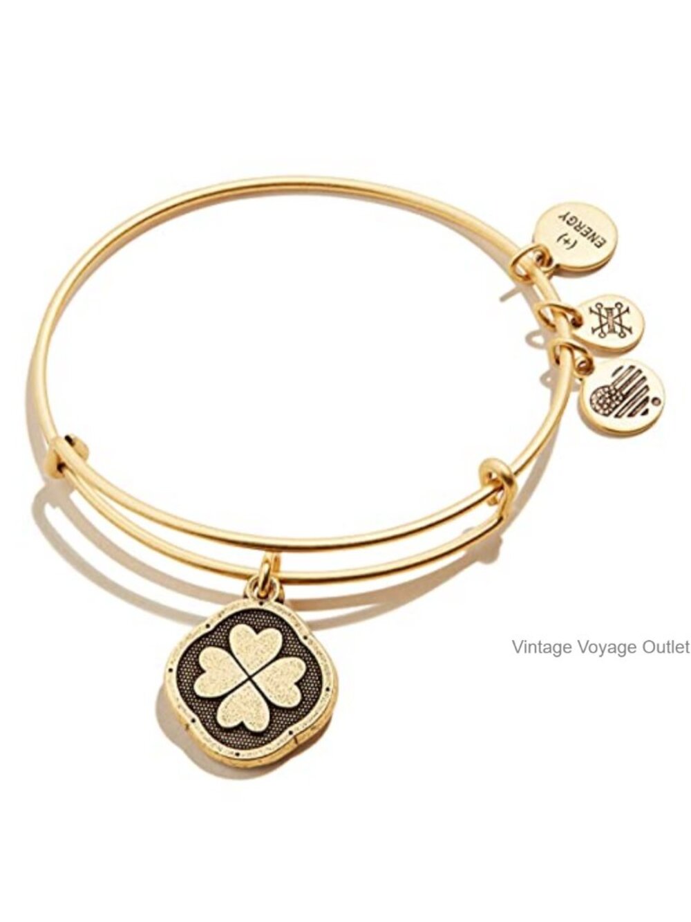 Alex and Ani Four Leaf Clover Charm Bangle Bracelet Expandable Lucky